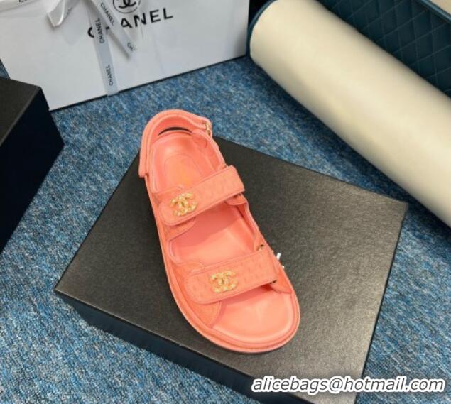 Low Cost Chanel Knitwear Strap Flat Sandals G35927 Orange 706138