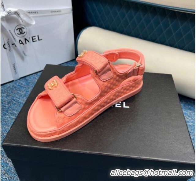 Low Cost Chanel Knitwear Strap Flat Sandals G35927 Orange 706138