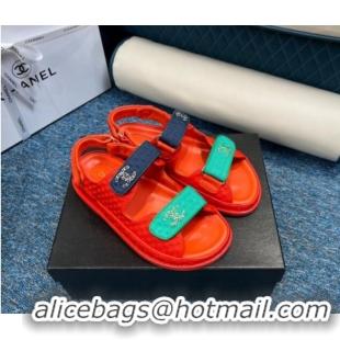 Grade Quality Chanel Knitwear Strap Flat Sandals G35927 Red 0706140