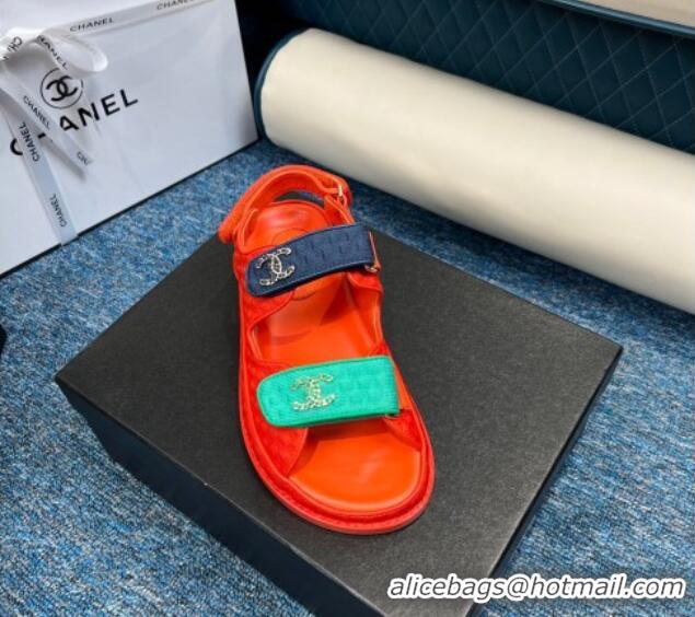 Grade Quality Chanel Knitwear Strap Flat Sandals G35927 Red 0706140