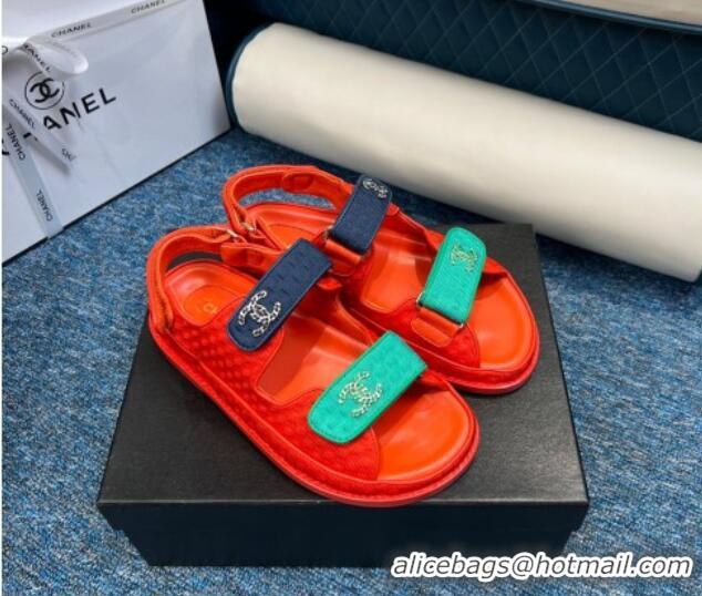 Grade Quality Chanel Knitwear Strap Flat Sandals G35927 Red 0706140