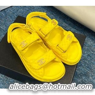 Classic Hot Chanel Knitwear Strap Flat Sandals G35927 Bright Yellow 706142