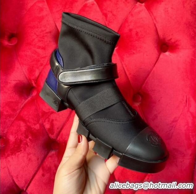 Purchase Chanel Leather Strap Wrap Ankle Boots Black 071811