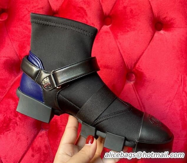 Purchase Chanel Leather Strap Wrap Ankle Boots Black 071811