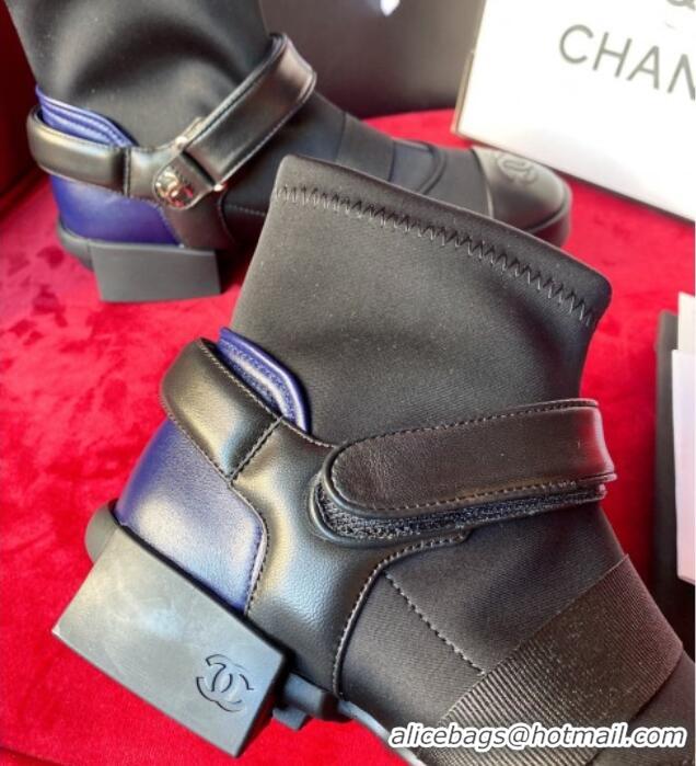 Purchase Chanel Leather Strap Wrap Ankle Boots Black 071811