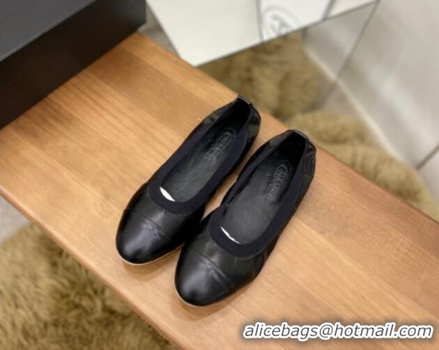 Best Grade Chanel Leather Ballerinas Black 071815