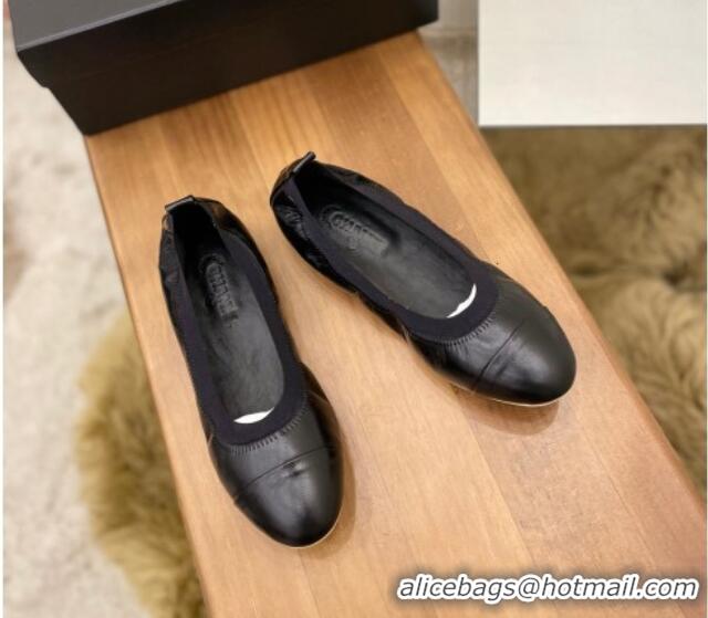 Best Grade Chanel Leather Ballerinas Black 071815