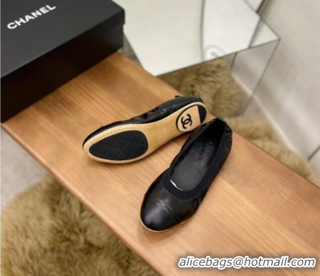 Best Grade Chanel Leather Ballerinas Black 071815