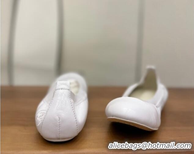 Good Looking Chanel Leather Ballerinas White 071815