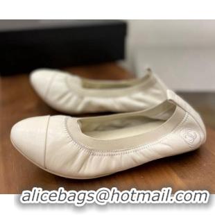 Best Product Chanel Leather Ballerinas Light Beige 071817