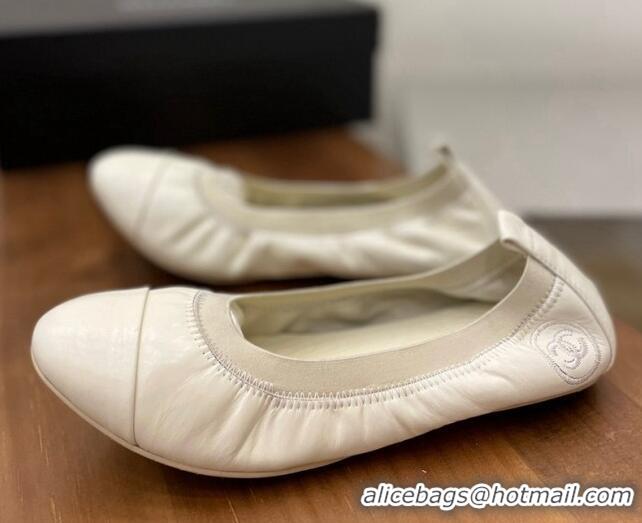 Best Product Chanel Leather Ballerinas Light Beige 071817