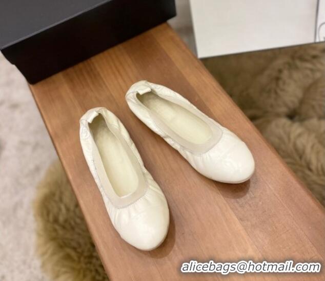 Best Product Chanel Leather Ballerinas Light Beige 071817