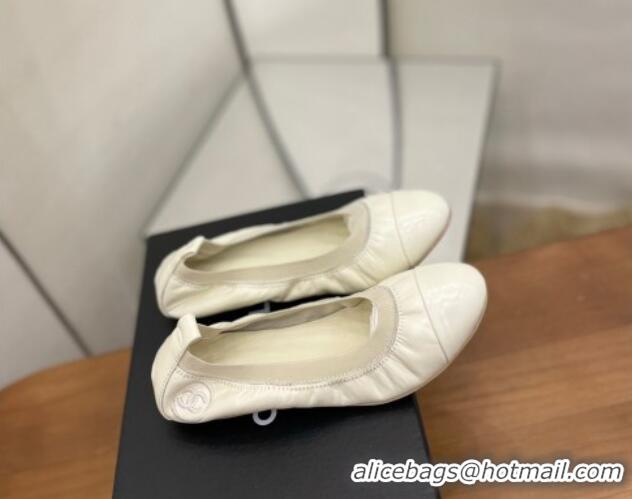 Best Product Chanel Leather Ballerinas Light Beige 071817