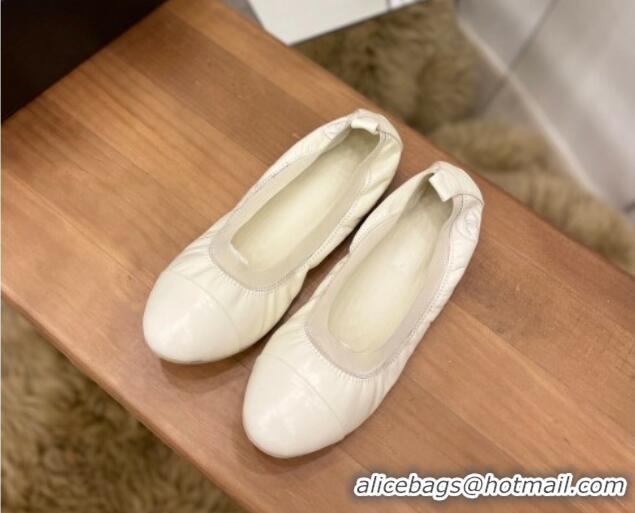 Best Product Chanel Leather Ballerinas Light Beige 071817