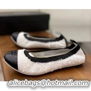 Cheap Price Chanel Tweed Ballerinas White/Black 071819