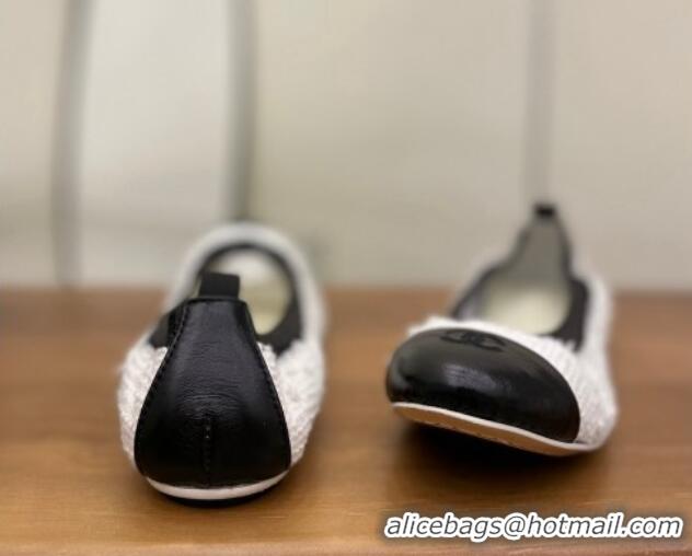 Cheap Price Chanel Tweed Ballerinas White/Black 071819