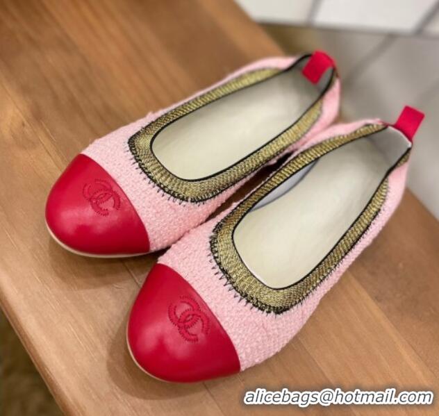 Best Chanel Tweed Ballerinas Pink/Red 071820