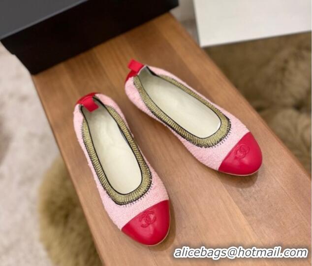 Best Chanel Tweed Ballerinas Pink/Red 071820