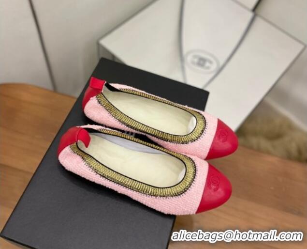 Best Chanel Tweed Ballerinas Pink/Red 071820