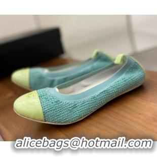 Luxury Chanel Tweed Ballerinas Blue/Green 071821