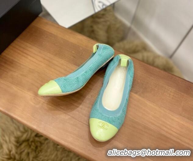 Luxury Chanel Tweed Ballerinas Blue/Green 071821