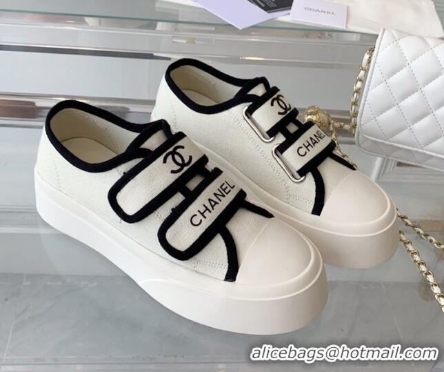 1:1 aaaaa Chanel Canvas Sneakers White 071822