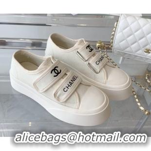 Luxury Cheap Chanel Canvas Sneakers White 071823