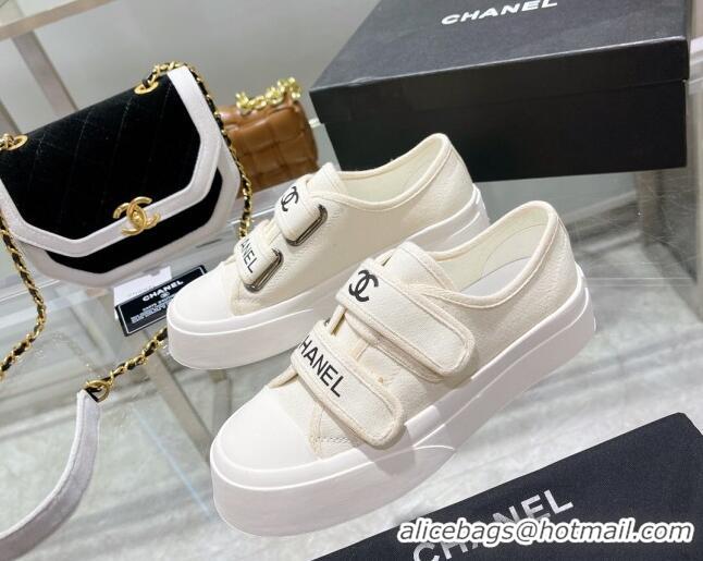 Luxury Cheap Chanel Canvas Sneakers White 071823