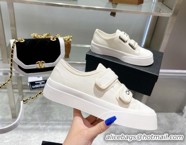 Luxury Cheap Chanel Canvas Sneakers White 071823