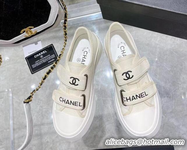 Luxury Cheap Chanel Canvas Sneakers White 071823