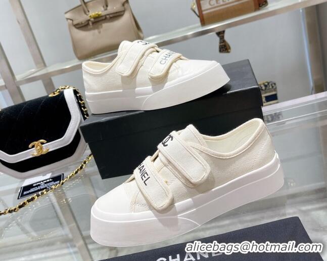 Luxury Cheap Chanel Canvas Sneakers White 071823