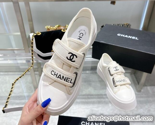 Luxury Cheap Chanel Canvas Sneakers White 071823