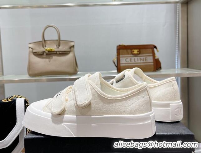 Luxury Cheap Chanel Canvas Sneakers White 071823