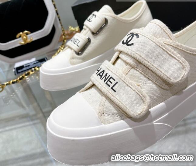 Luxury Cheap Chanel Canvas Sneakers White 071823