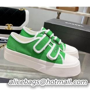 Charming Chanel Canvas Sneakers Green 071825