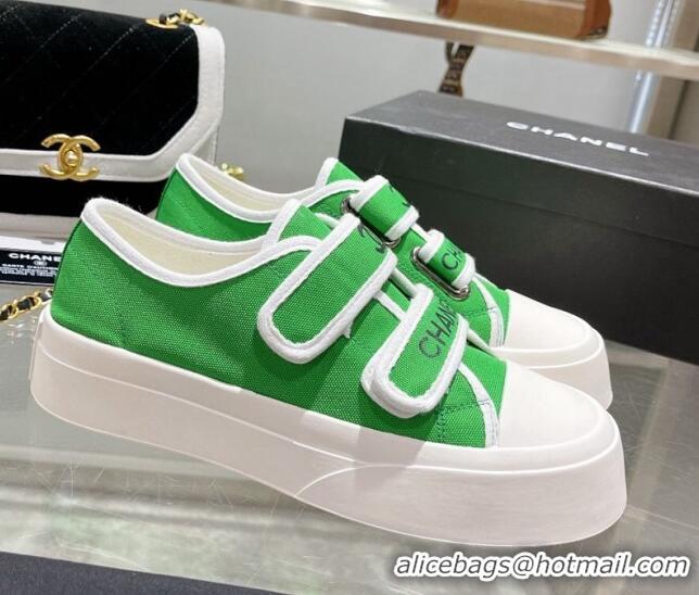 Charming Chanel Canvas Sneakers Green 071825