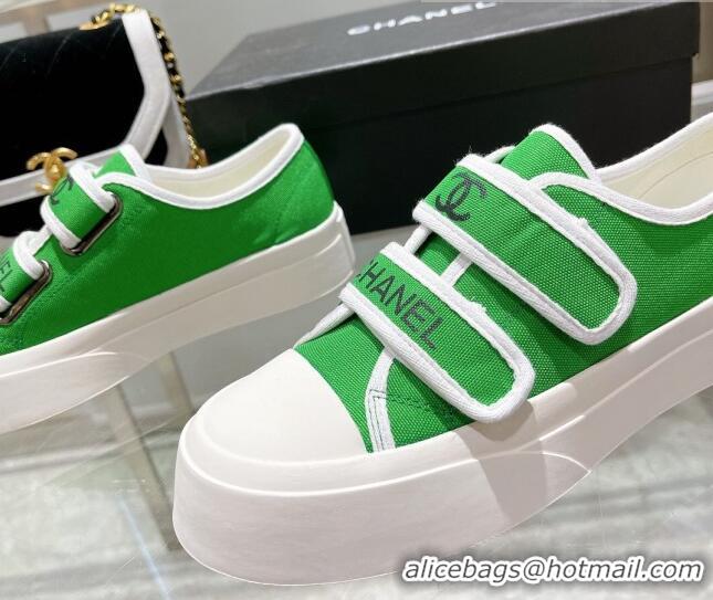 Charming Chanel Canvas Sneakers Green 071825