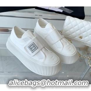 Trendy Design Chanel Canvas Platform Sneakers White 071826