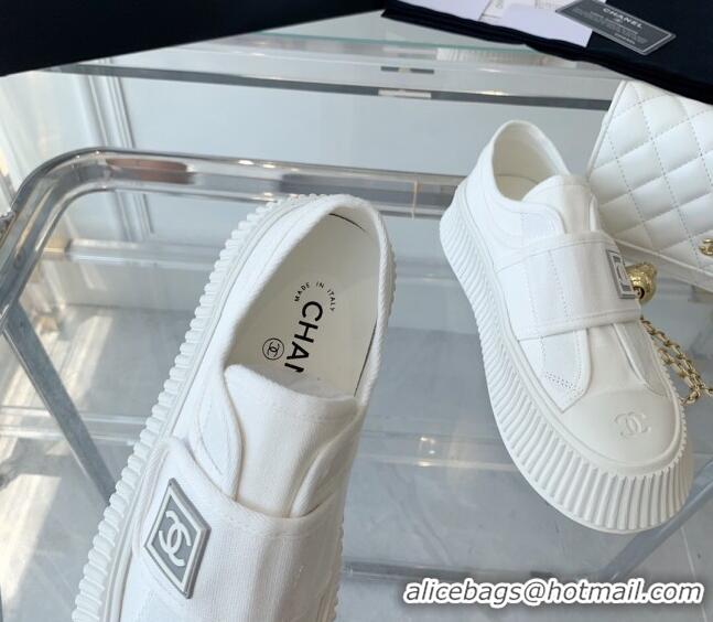 Trendy Design Chanel Canvas Platform Sneakers White 071826