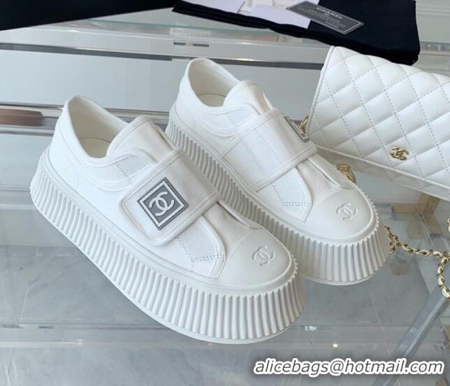 Trendy Design Chanel Canvas Platform Sneakers White 071826