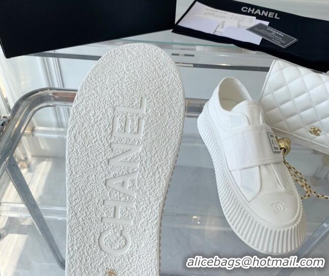 Trendy Design Chanel Canvas Platform Sneakers White 071826