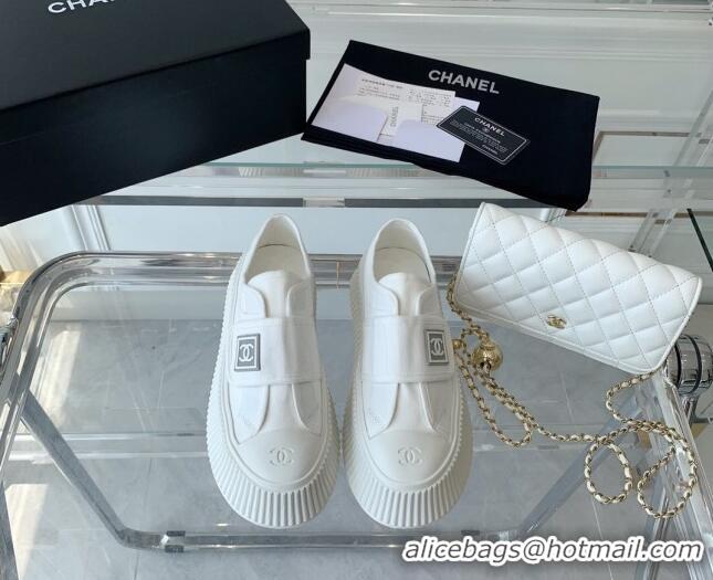 Trendy Design Chanel Canvas Platform Sneakers White 071826