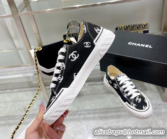 Luxury Discount Chanel CC Canvas Sneakers Black 071830