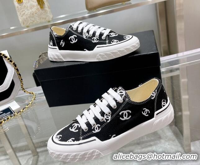 Luxury Discount Chanel CC Canvas Sneakers Black 071830