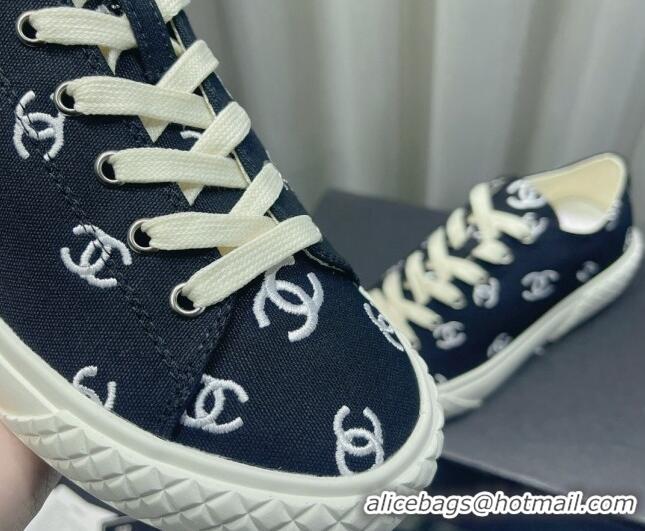 Shop Duplicate Chanel CC Canvas Sneakers Black 071832