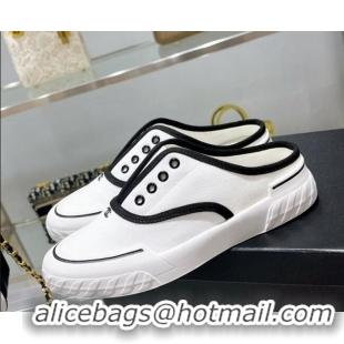 Grade Quality Chanel Open Canvas Sneaker Mules White 071833