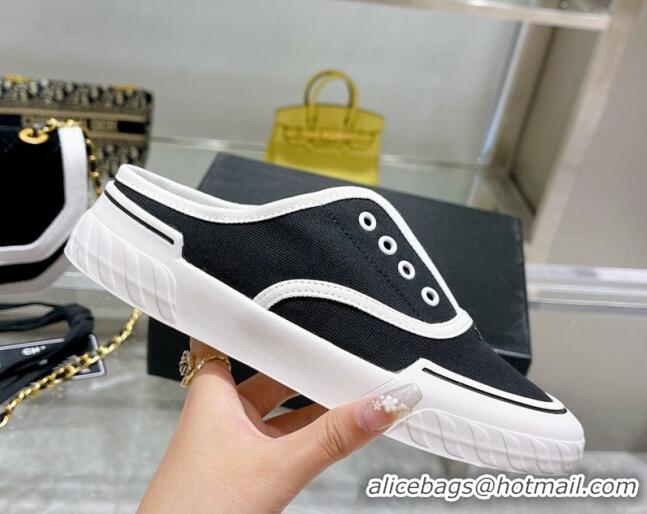 Popular Style Chanel Open Canvas Sneaker Mules Black 071834