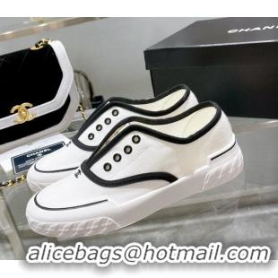 Grade Chanel Open Canvas Sneakers White 071835