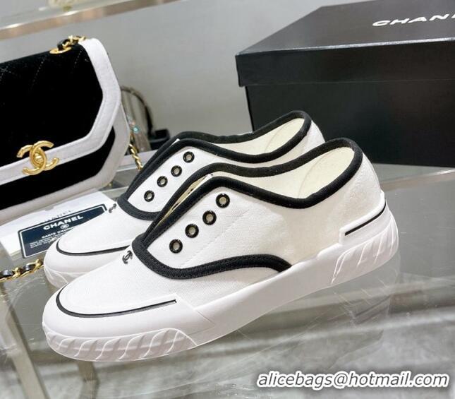 Grade Chanel Open Canvas Sneakers White 071835