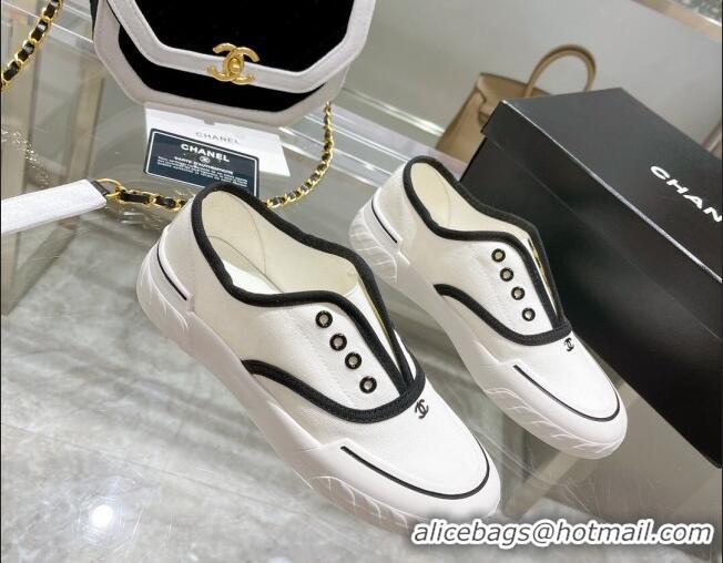 Grade Chanel Open Canvas Sneakers White 071835